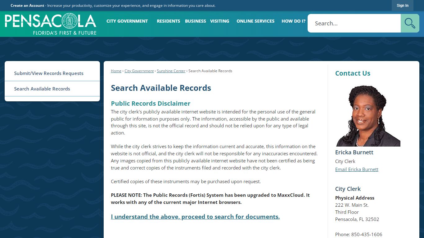 Search Available Records | City of Pensacola, Florida Official Website