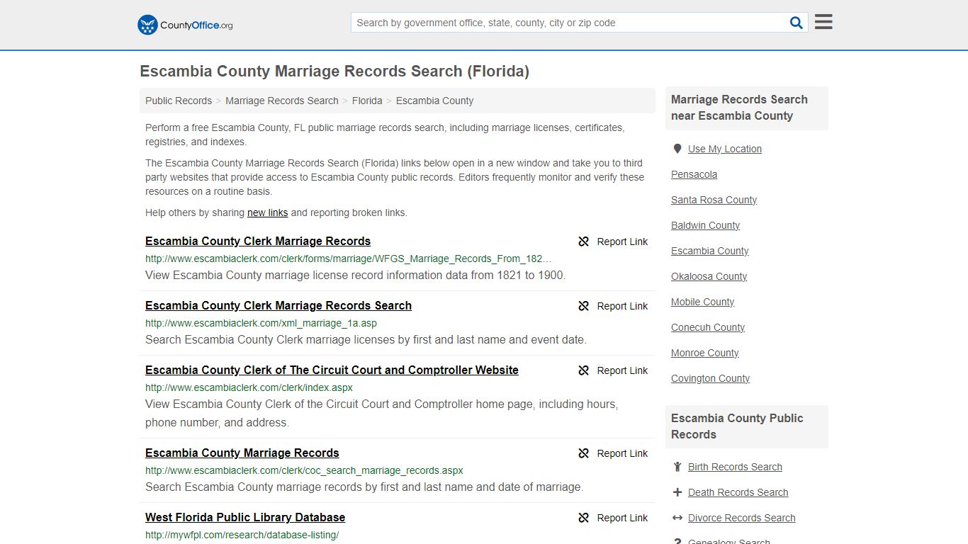Marriage Records Search - Escambia County, FL (Marriage Licenses ...